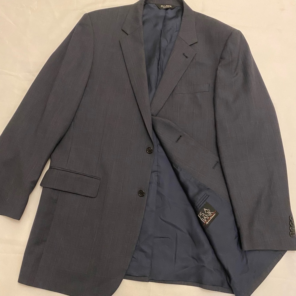Jos. A. Bank Men’s Grey Blazer with Subtle Blue Pinstripe Size 44XL 100% Wool